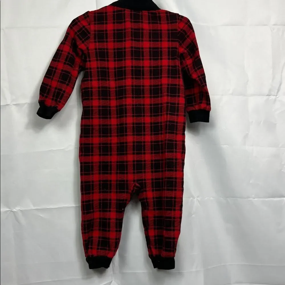 Ralph Lauren red and black plaid long sleeve knit jumpsuit size 12 months